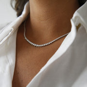 Pendentif diamants synthétiques ronds 7.14 carats or blanc 14 carats Cristina